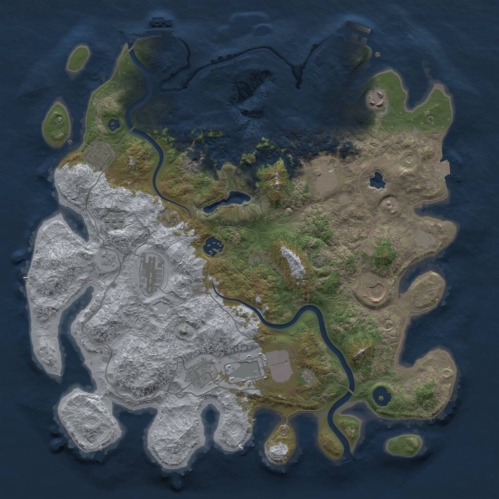 Rust Map: Procedural Map, Size: 4000, Seed: 516818223, 15 Monuments