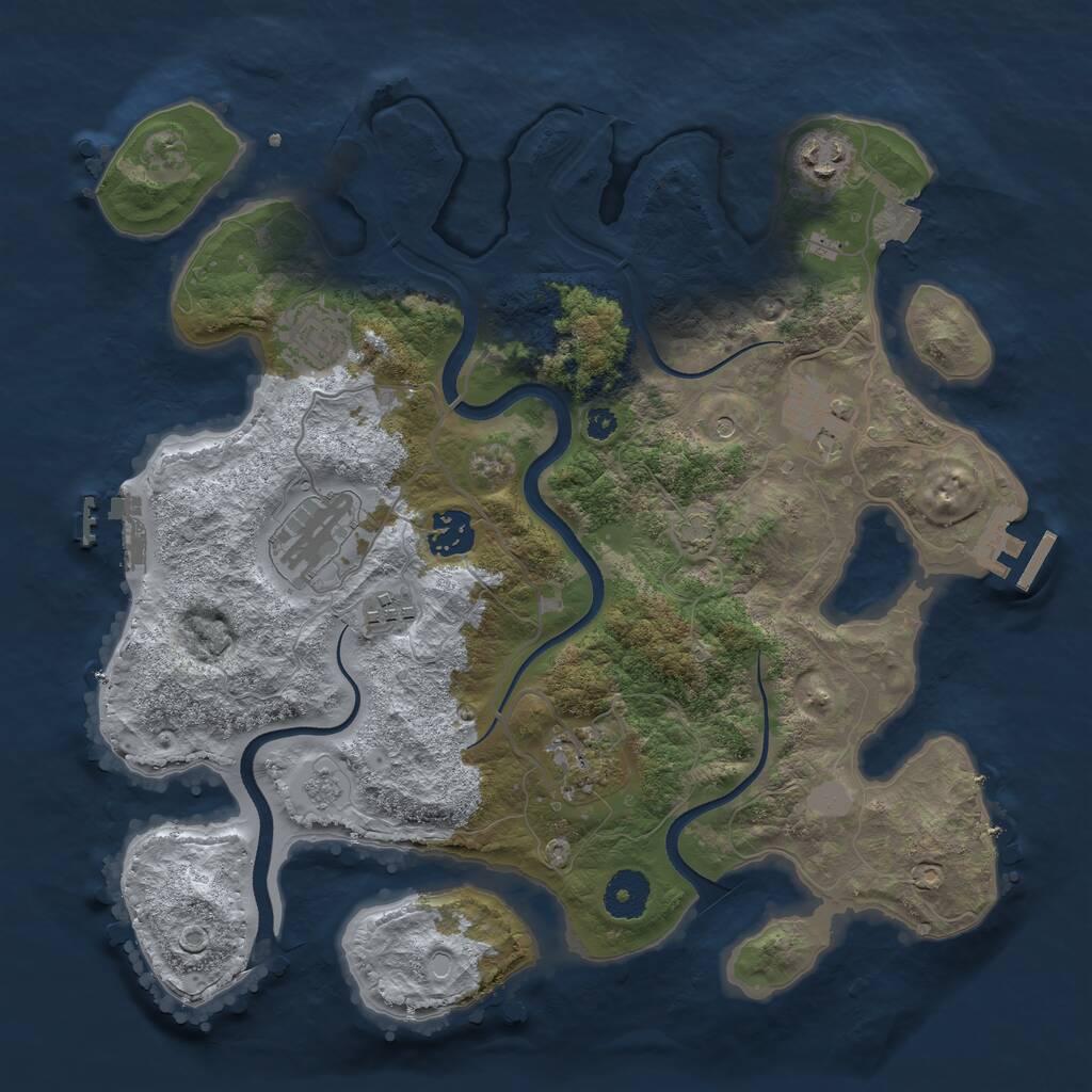 Rust Map: Procedural Map, Size: 3450, Seed: 20250807, 13 Monuments