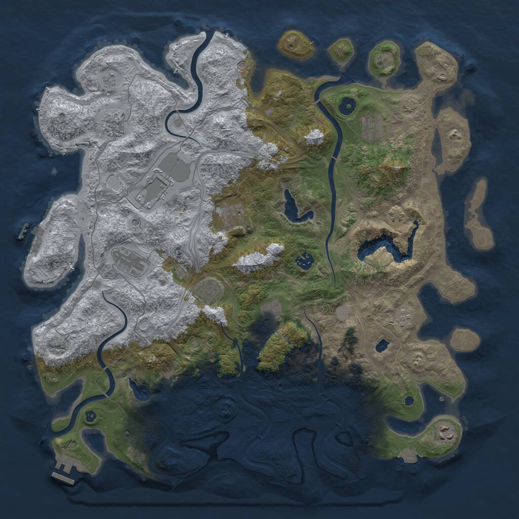 Rust Map: Procedural Map, Size: 4500, Seed: 526237514, 16 Monuments