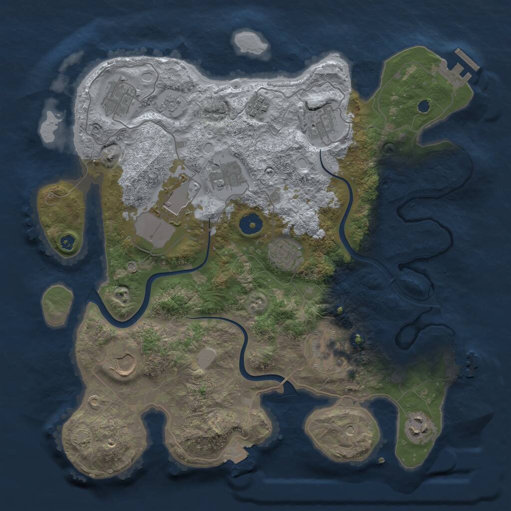 Rust Map: Procedural Map, Size: 3500, Seed: 736312799, 15 Monuments