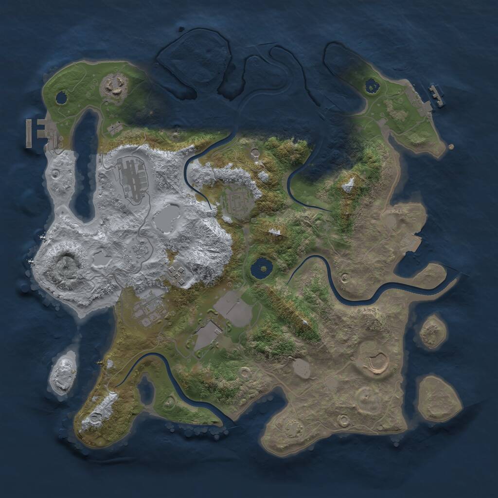 Rust Map: Procedural Map, Size: 3500, Seed: 917307383, 13 Monuments