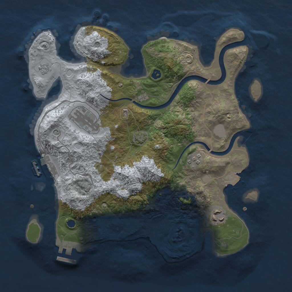 Rust Map: Procedural Map, Size: 3000, Seed: 1942283761, 9 Monuments