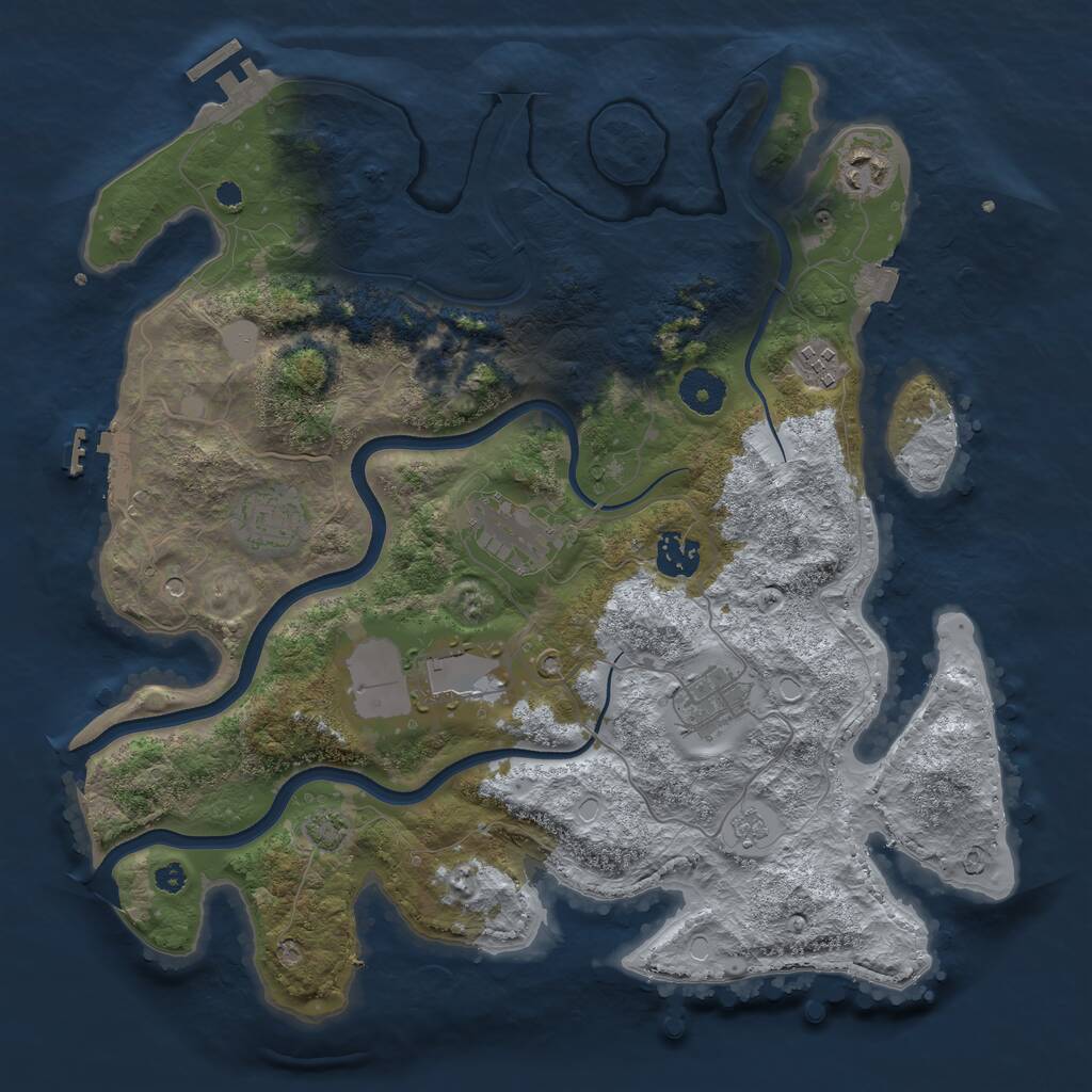 Rust Map: Procedural Map, Size: 3600, Seed: 402024058, 13 Monuments