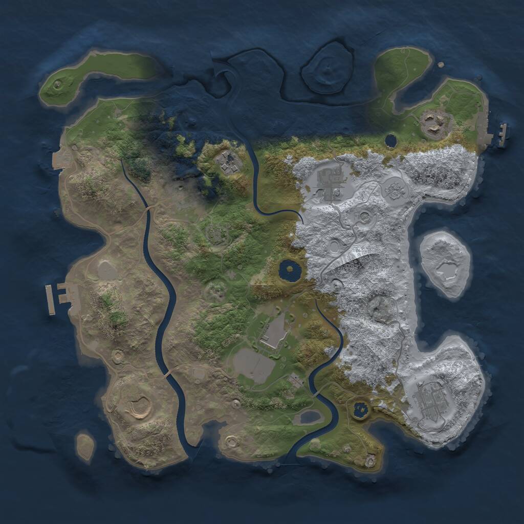 Rust Map: Procedural Map, Size: 3500, Seed: 2136072202, 13 Monuments