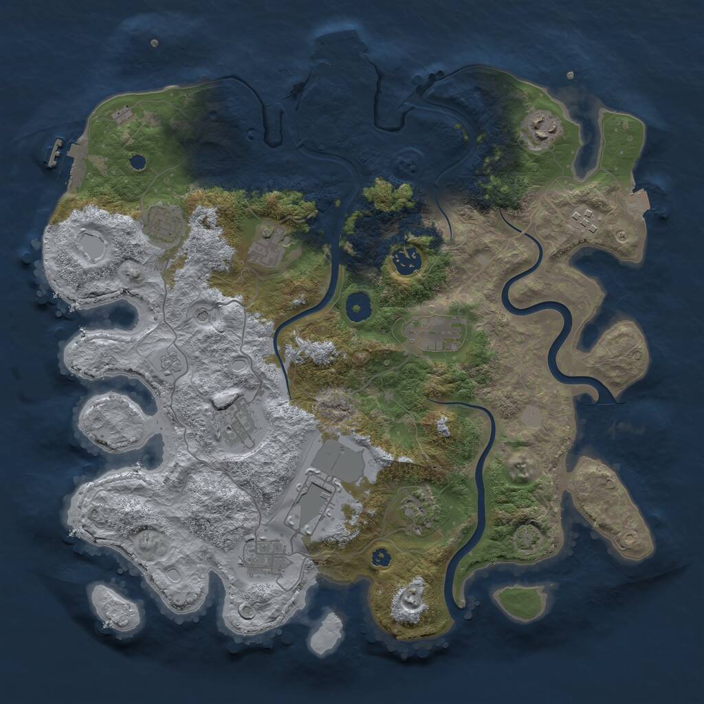 Rust Map: Procedural Map, Size: 3750, Seed: 654808532, 16 Monuments