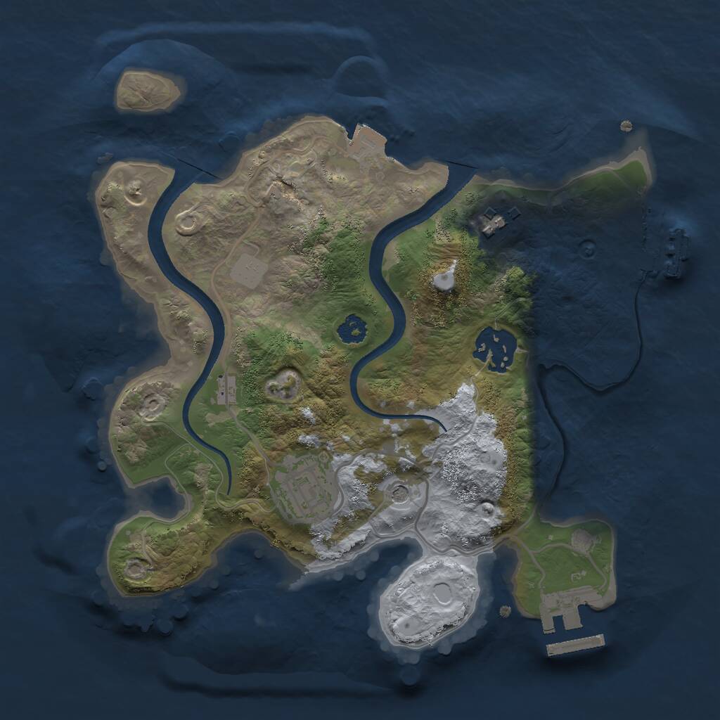 Rust Map: Procedural Map, Size: 2500, Seed: 1110044833, 7 Monuments