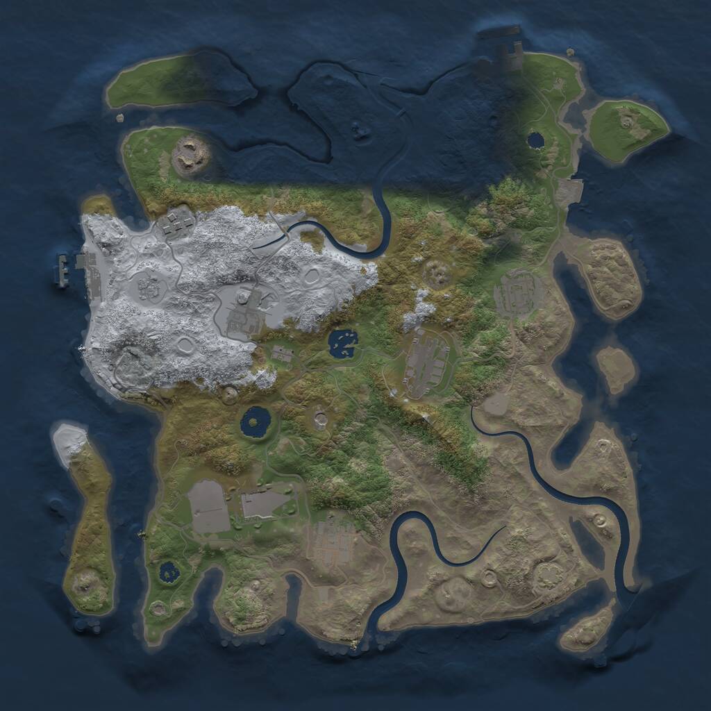 Rust Map: Procedural Map, Size: 3500, Seed: 1203864770, 14 Monuments
