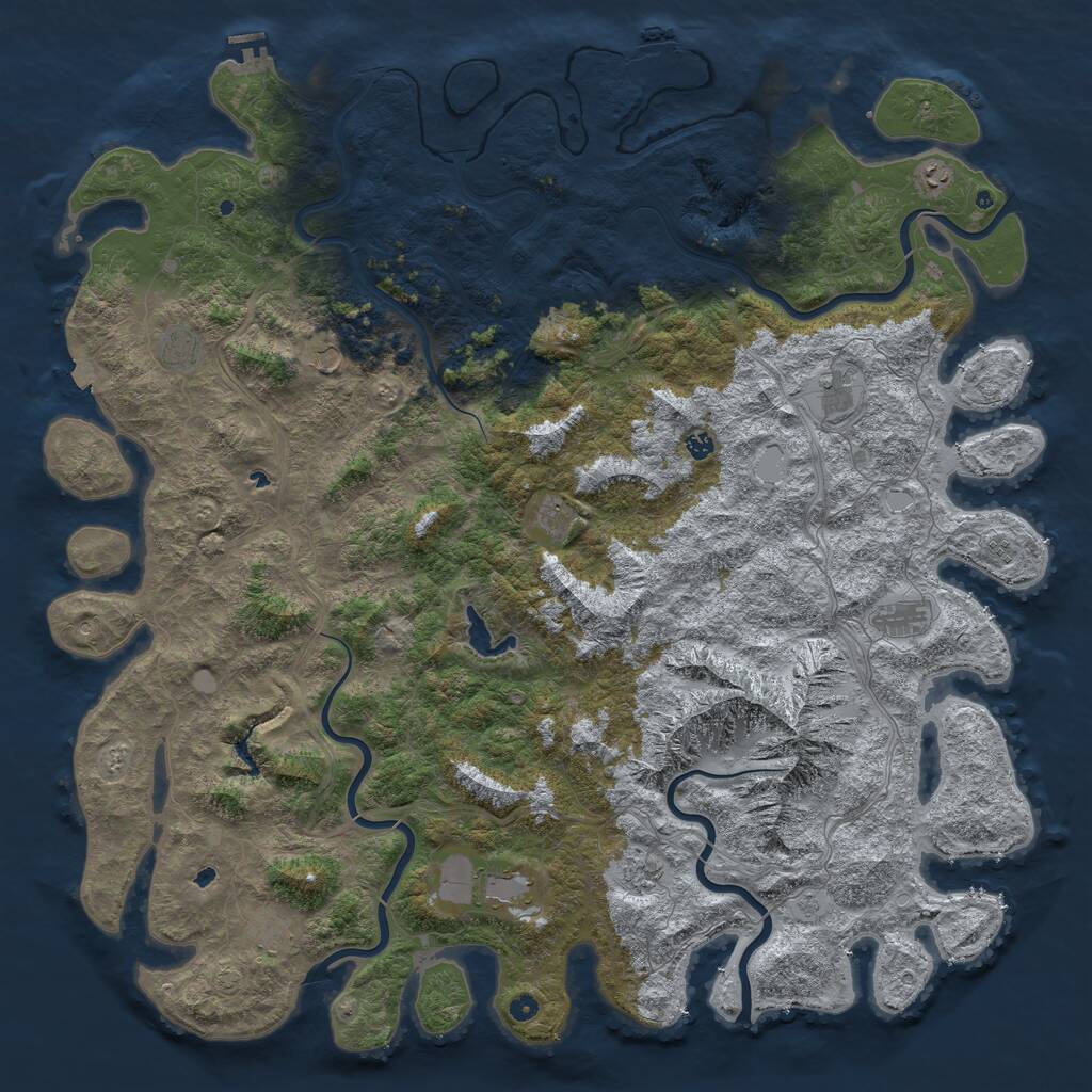 Rust Map: Procedural Map, Size: 6000, Seed: 556439, 17 Monuments