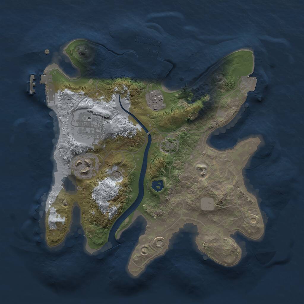 Rust Map: Procedural Map, Size: 2500, Seed: 1073924668, 8 Monuments