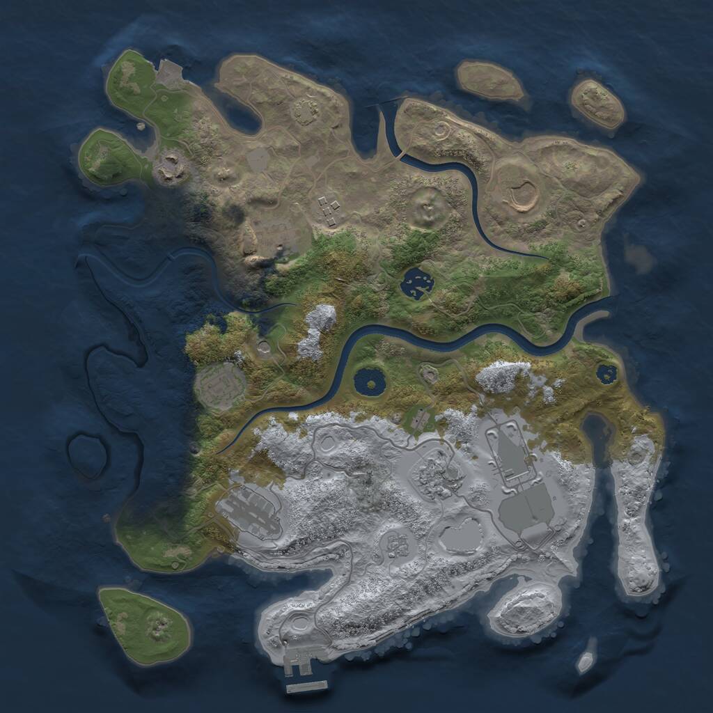 Rust Map: Procedural Map, Size: 3500, Seed: 316272, 14 Monuments