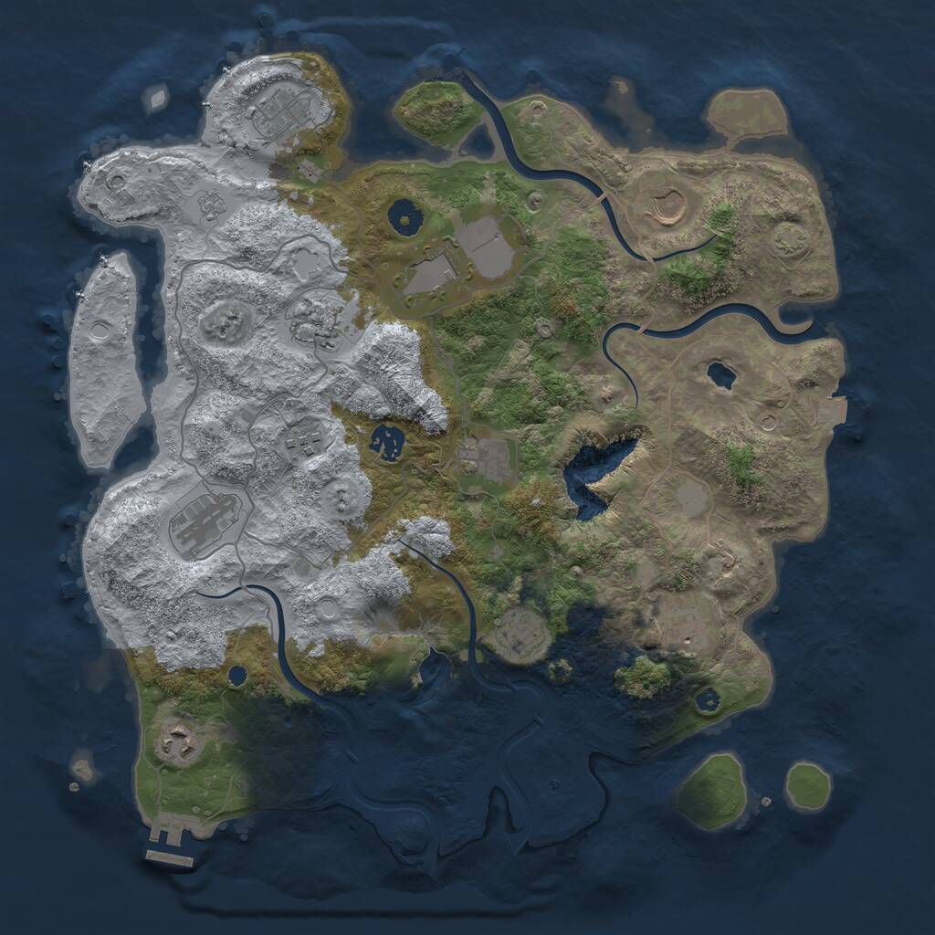 Rust Map: Procedural Map, Size: 4000, Seed: 1942283761, 16 Monuments