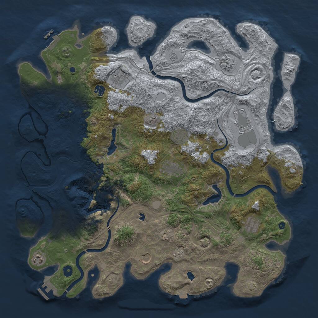 Rust Map: Procedural Map, Size: 4500, Seed: 16043053, 16 Monuments