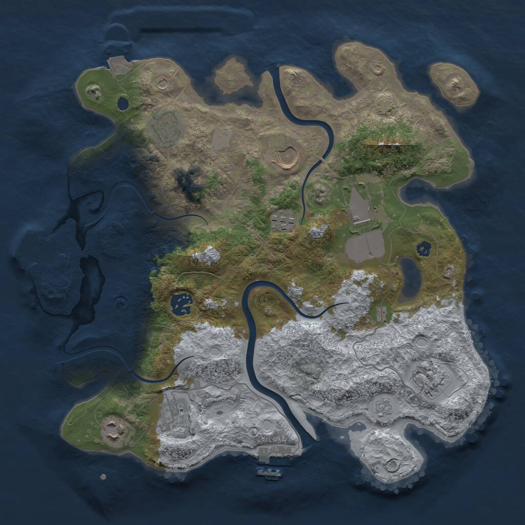 Rust Map: Procedural Map, Size: 3500, Seed: 130827049, 14 Monuments