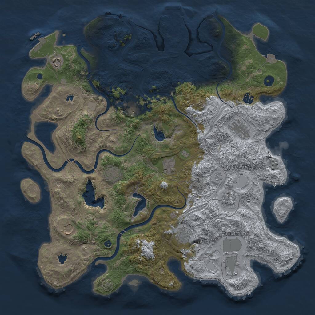 Rust Map: Procedural Map, Size: 4500, Seed: 108025491, 17 Monuments