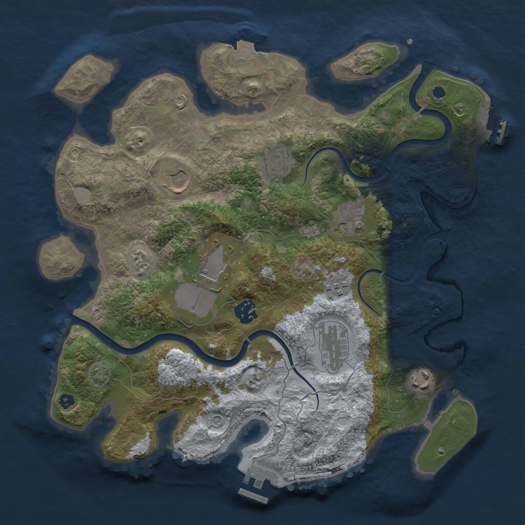 Rust Map: Procedural Map, Size: 3500, Seed: 92817460, 13 Monuments