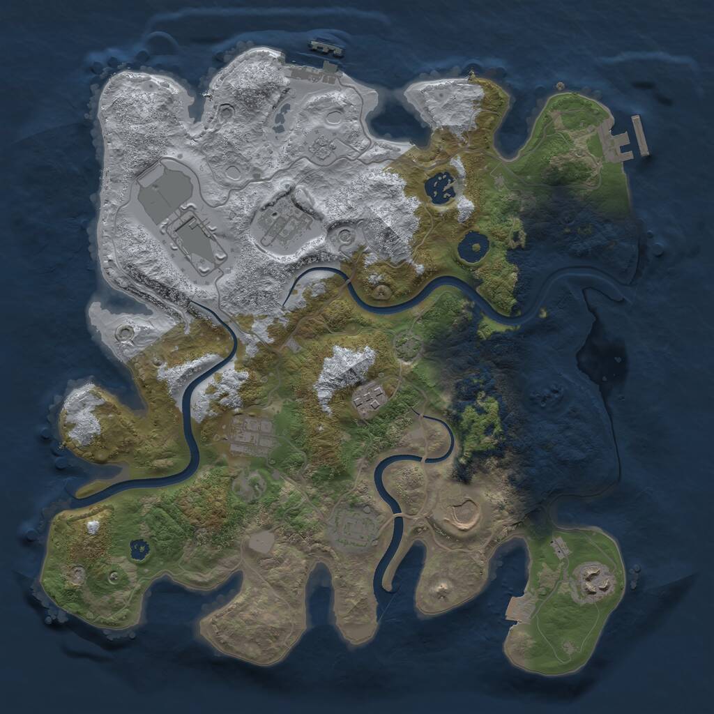 Rust Map: Procedural Map, Size: 3500, Seed: 1038306788, 14 Monuments