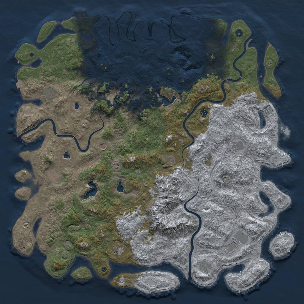 Rust Map: Procedural Map, Size: 6000, Seed: 1340346333, 17 Monuments