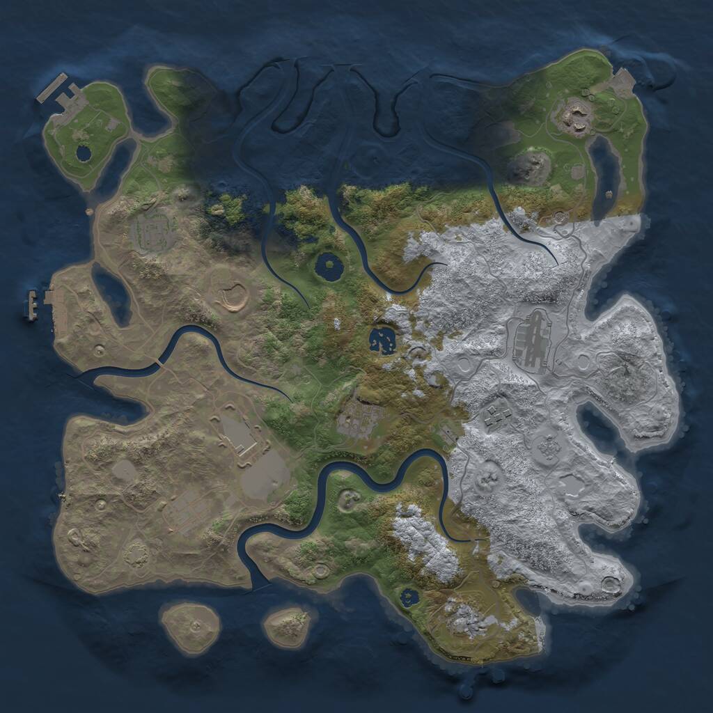 Rust Map: Procedural Map, Size: 3800, Seed: 2140075819, 16 Monuments
