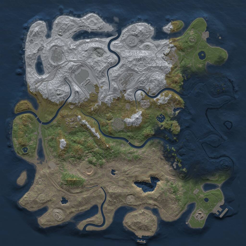 Rust Map: Procedural Map, Size: 4500, Seed: 1204487869, 17 Monuments