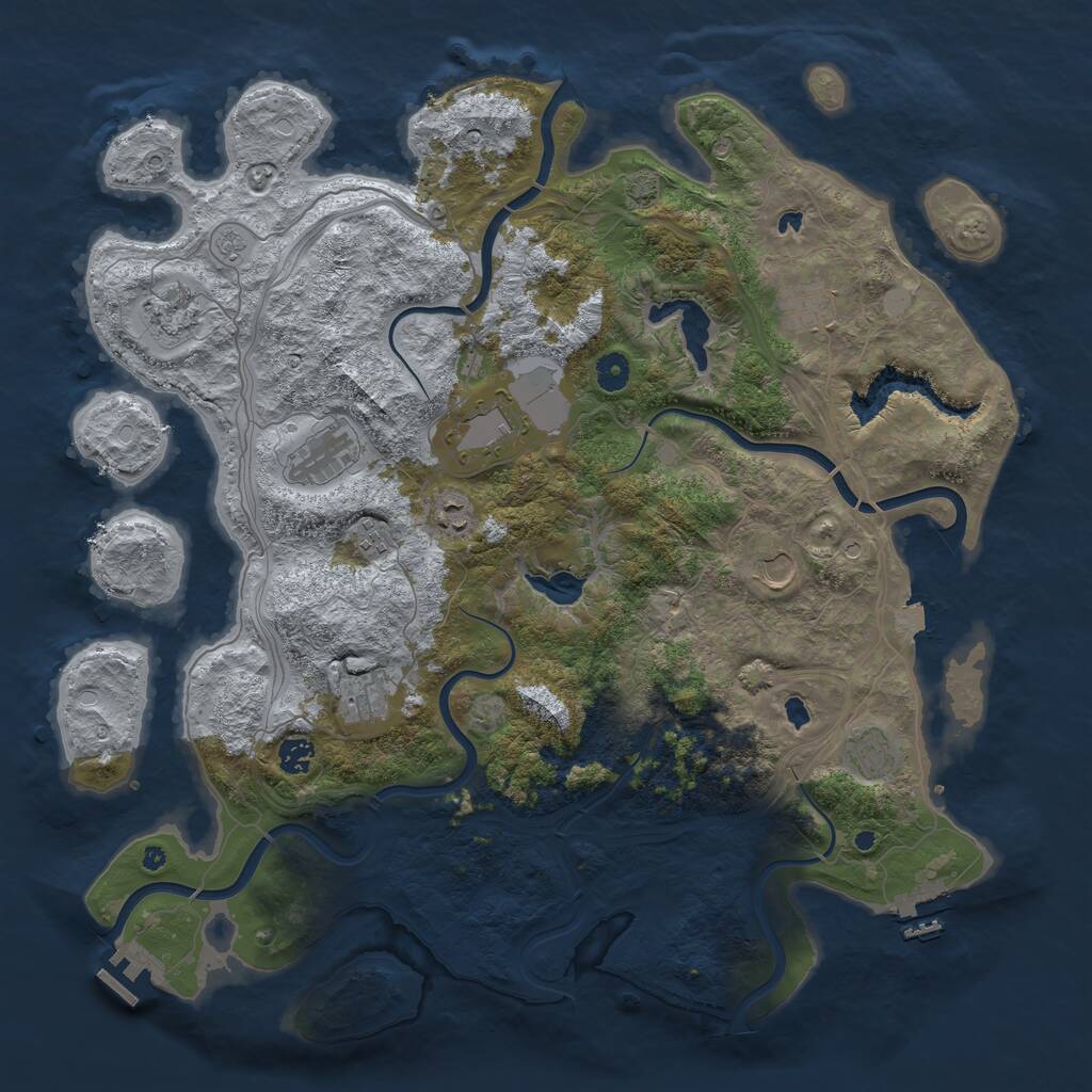 Rust Map: Procedural Map, Size: 4500, Seed: 172164286, 16 Monuments