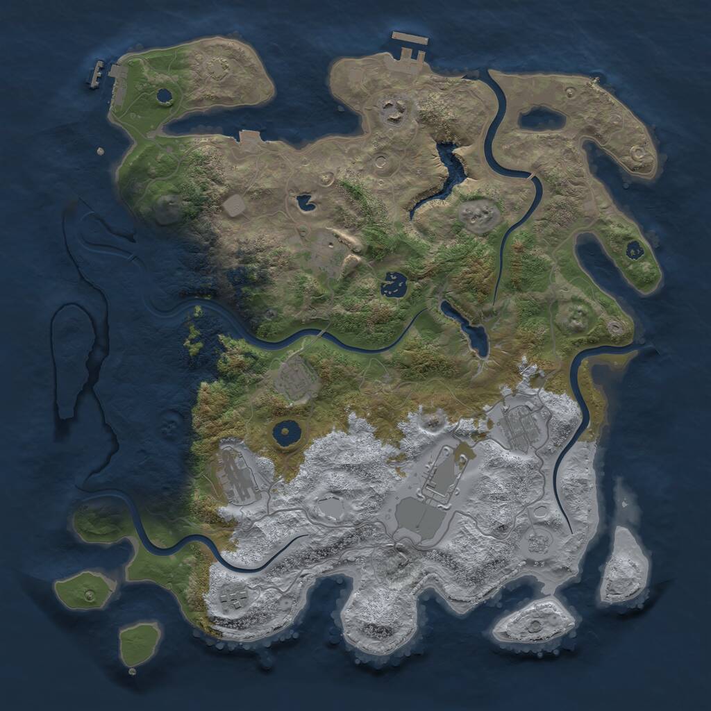 Rust Map: Procedural Map, Size: 4000, Seed: 1016738082, 14 Monuments