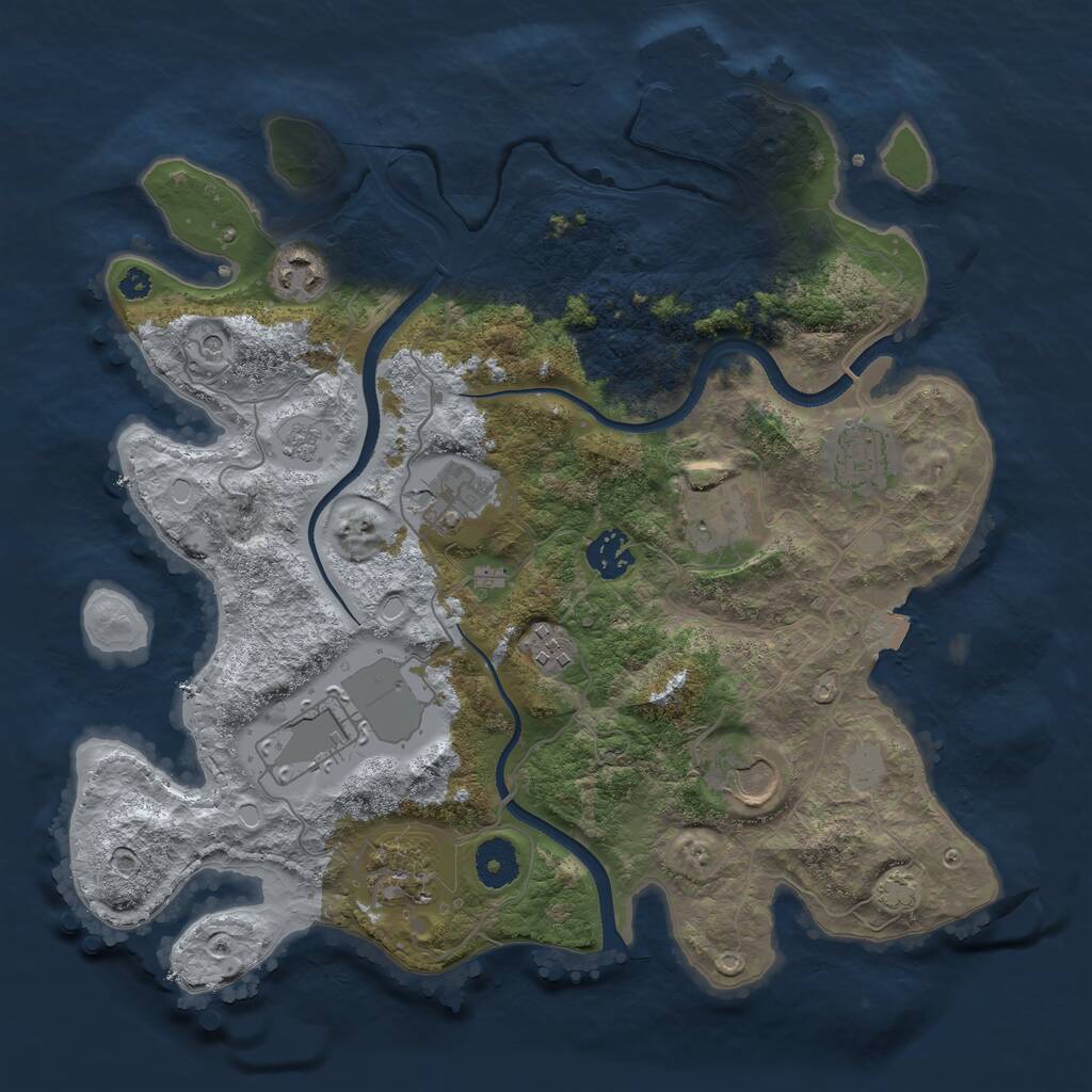 Rust Map: Procedural Map, Size: 3500, Seed: 56245, 14 Monuments