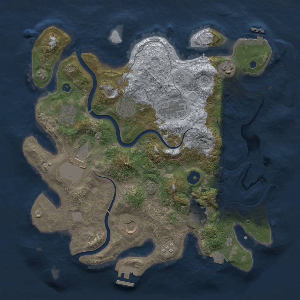 Rust Map: Procedural Map, Size: 3500, Seed: 1447694133, 14 Monuments