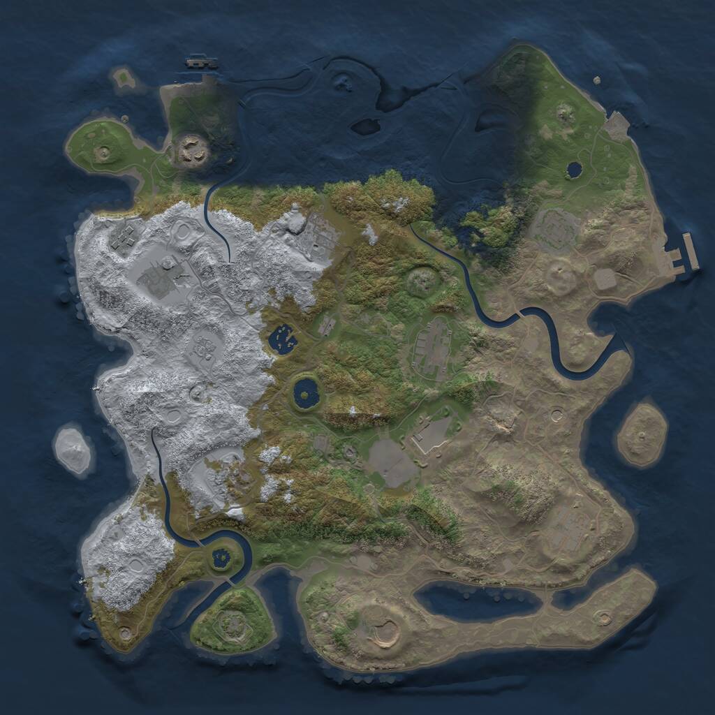 Rust Map: Procedural Map, Size: 3850, Seed: 641243, 17 Monuments
