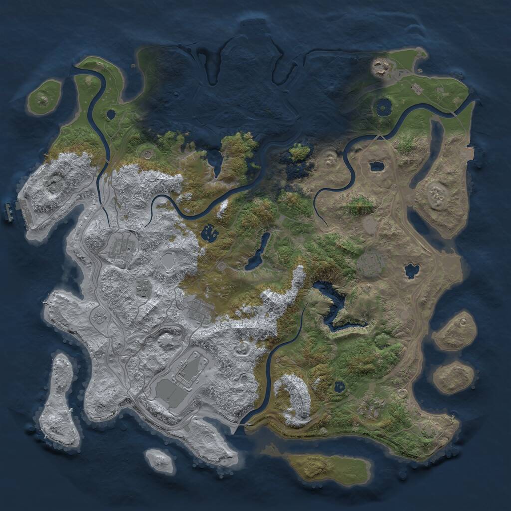 Rust Map: Procedural Map, Size: 4500, Seed: 847463732, 14 Monuments