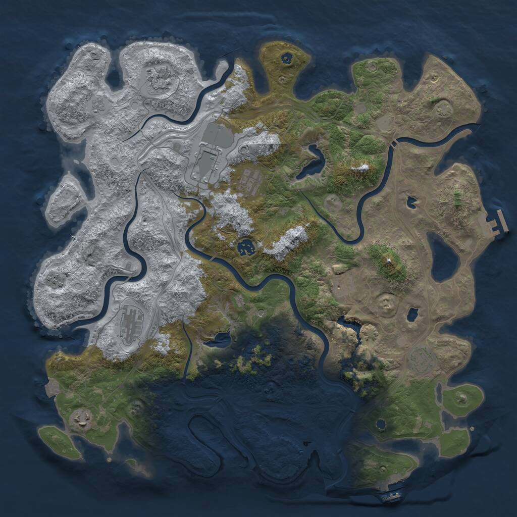 Rust Map: Procedural Map, Size: 4500, Seed: 1197318606, 15 Monuments