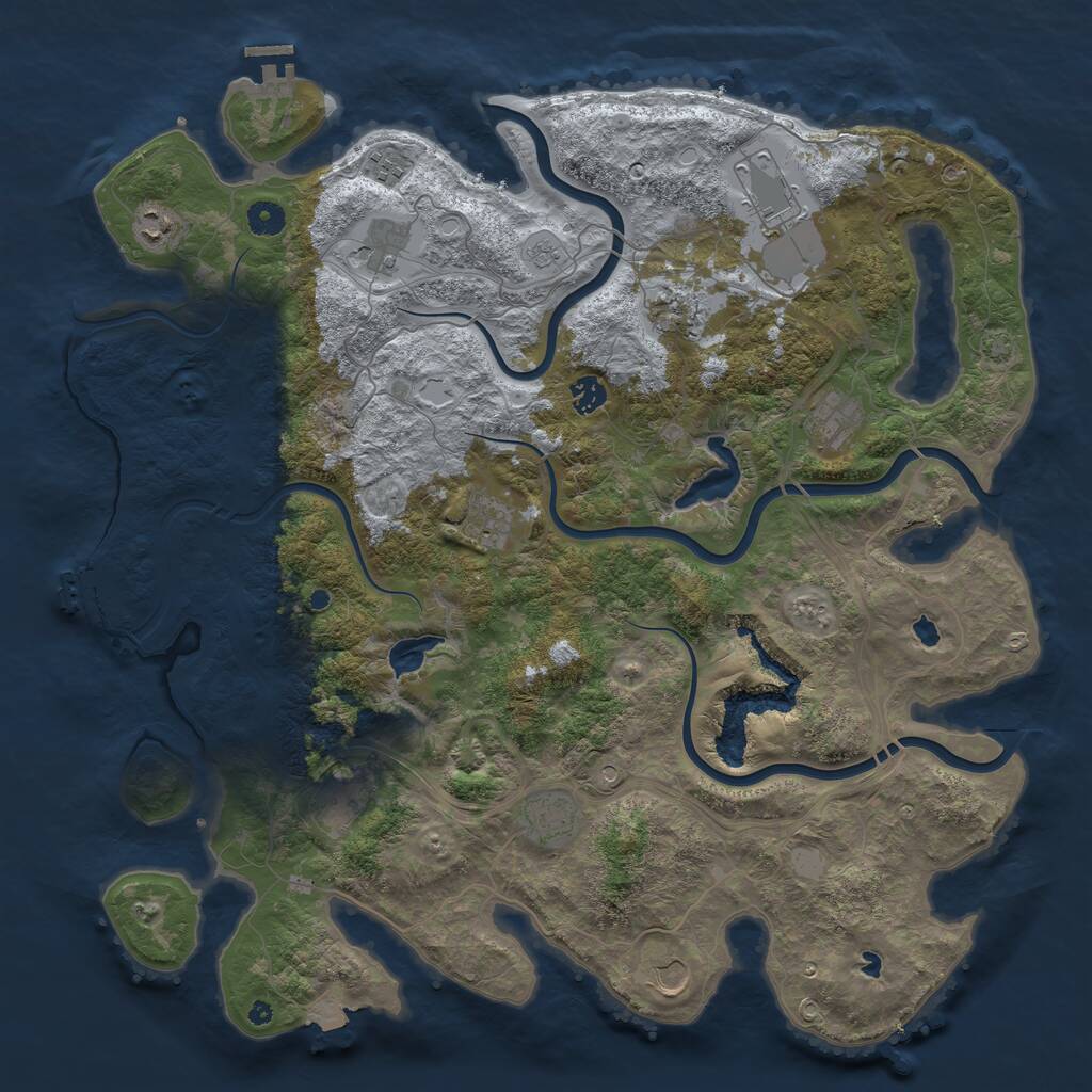 Rust Map: Procedural Map, Size: 4500, Seed: 223186416, 17 Monuments
