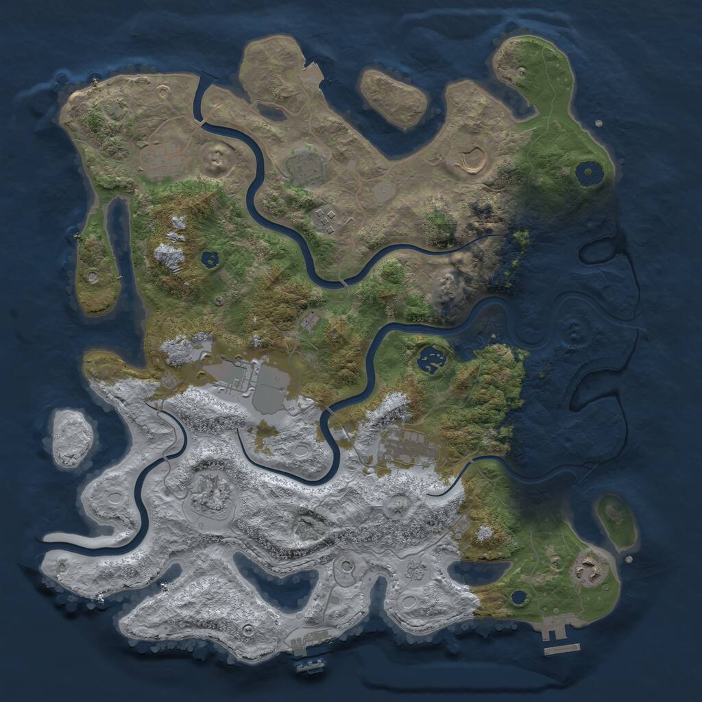 Rust Map: Procedural Map, Size: 3950, Seed: 72425, 15 Monuments