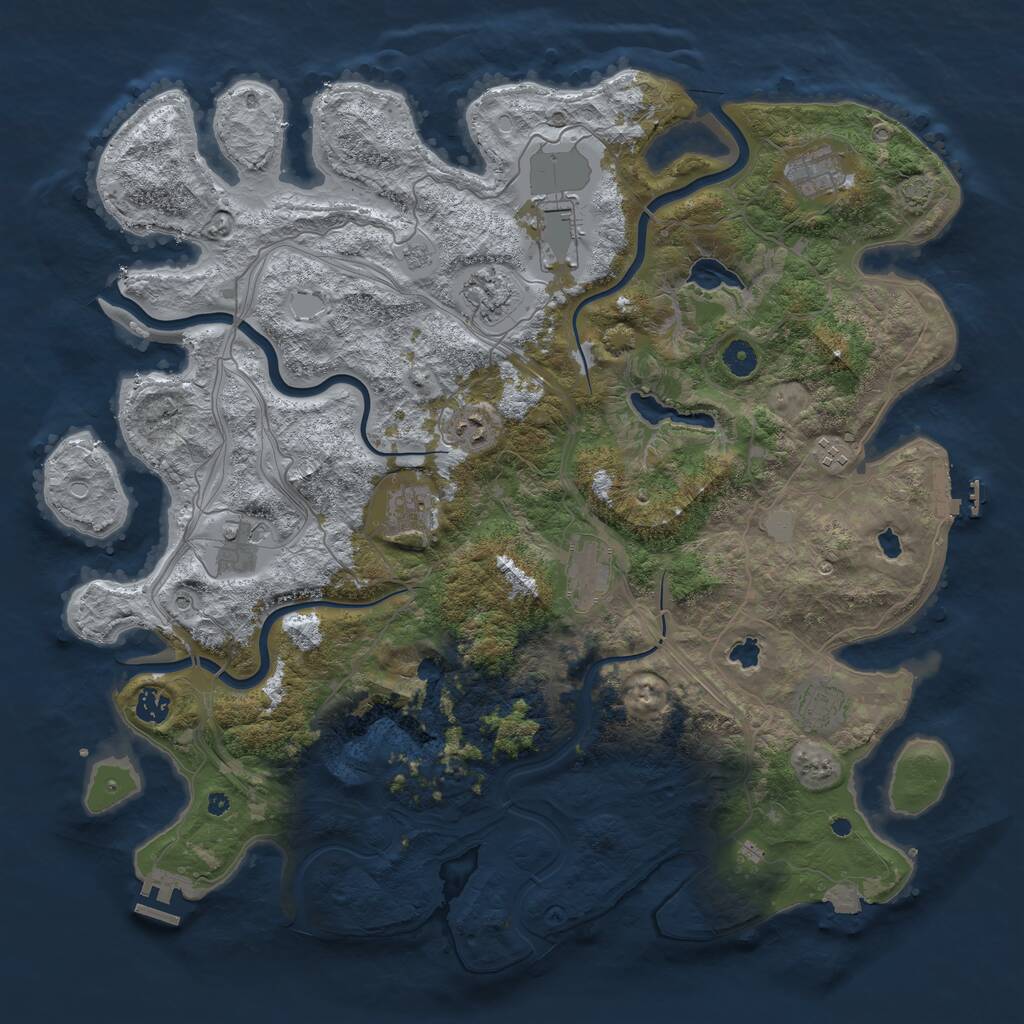 Rust Map: Procedural Map, Size: 4500, Seed: 2031985913, 16 Monuments