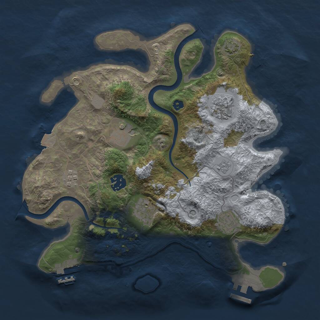 Rust Map: Procedural Map, Size: 3000, Seed: 1097074762, 12 Monuments