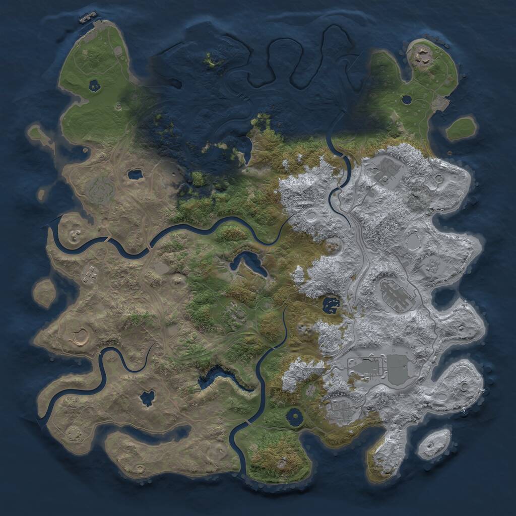 Rust Map: Procedural Map, Size: 4500, Seed: 606946538, 17 Monuments