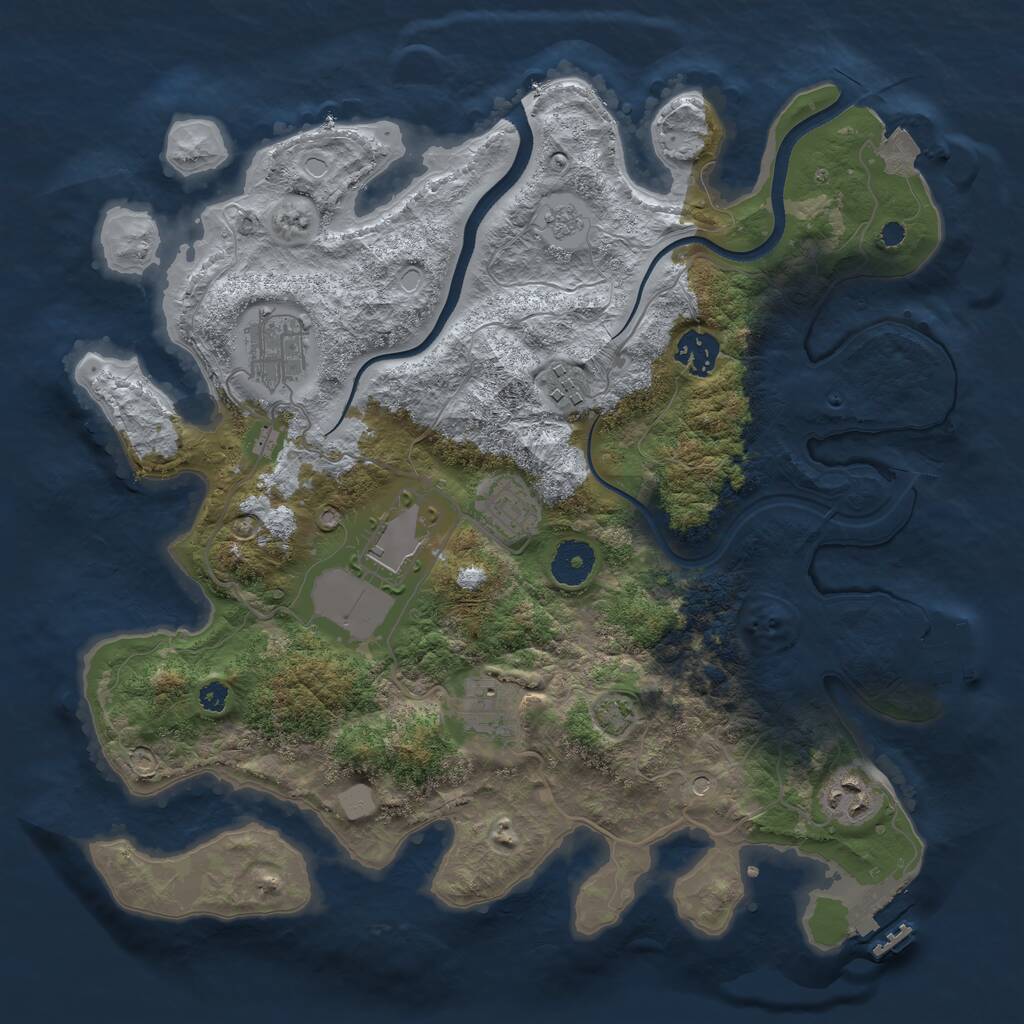 Rust Map: Procedural Map, Size: 3500, Seed: 73152156, 13 Monuments