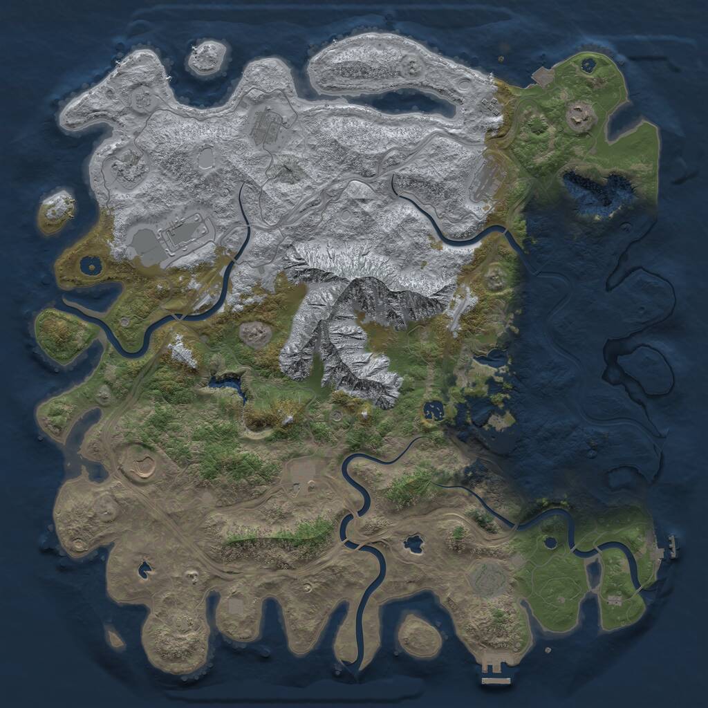Rust Map: Procedural Map, Size: 5000, Seed: 1132877674, 17 Monuments