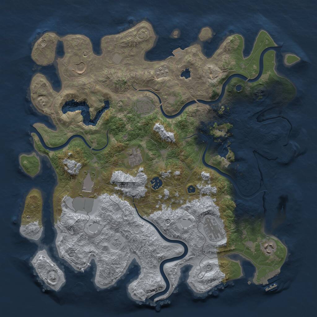 Rust Map: Procedural Map, Size: 4050, Seed: 228040665, 14 Monuments