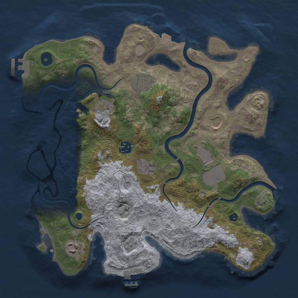 Rust Map: Procedural Map, Size: 3500, Seed: 528793479, 14 Monuments