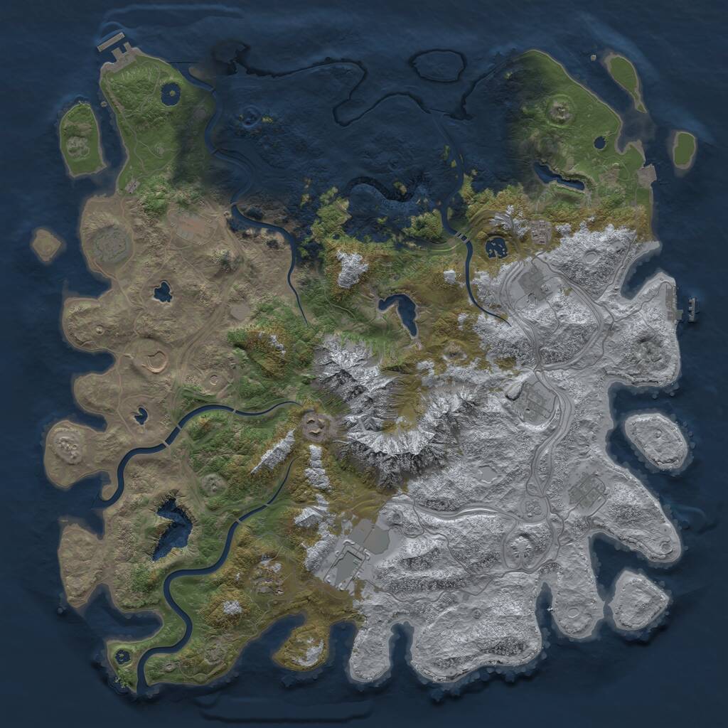 Rust Map: Procedural Map, Size: 5000, Seed: 19104, 17 Monuments