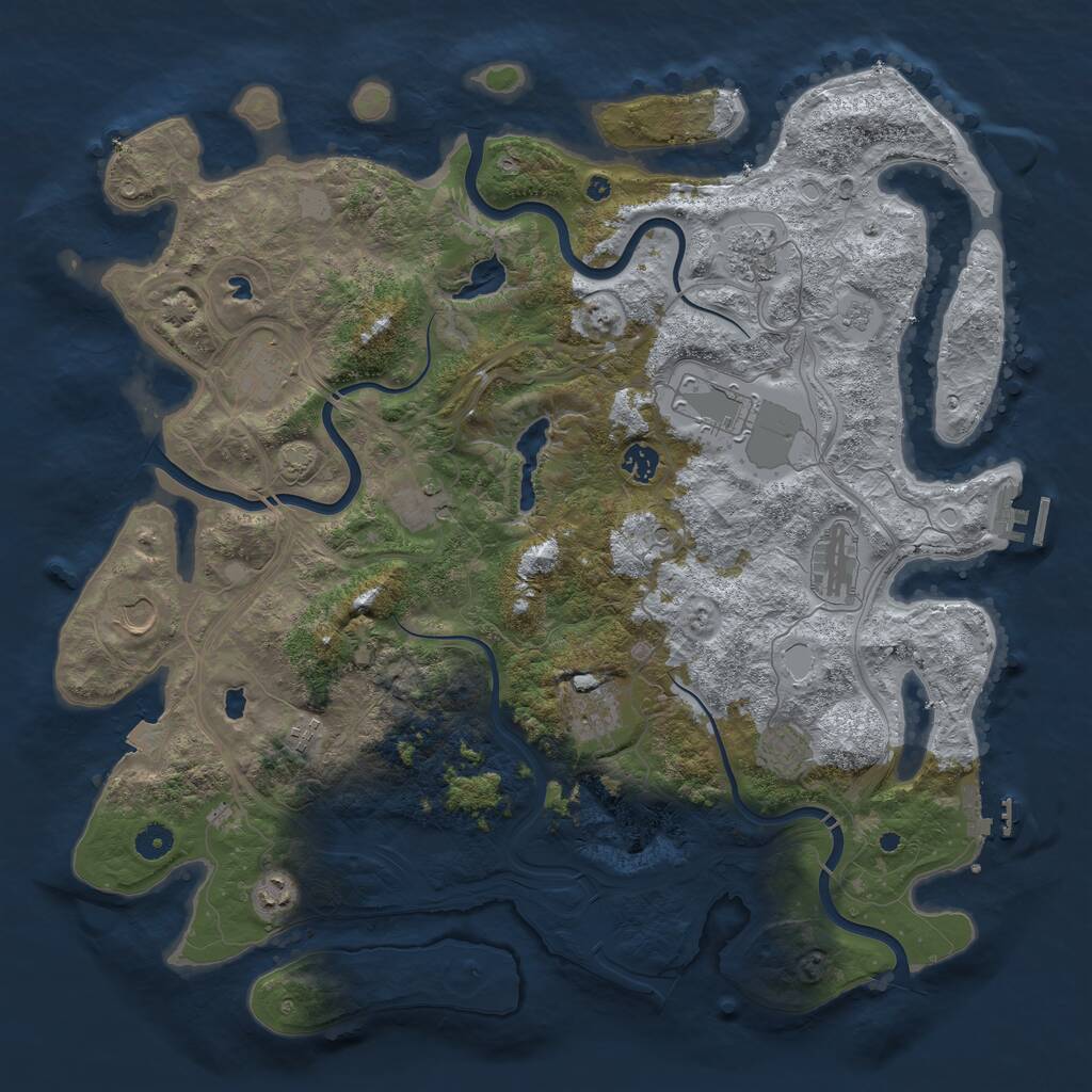 Rust Map: Procedural Map, Size: 4500, Seed: 606014249, 17 Monuments