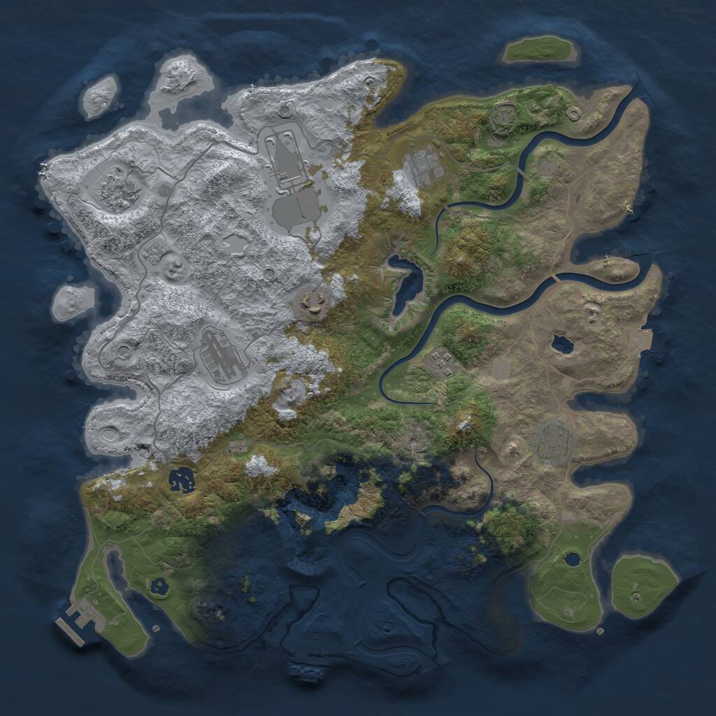 Rust Map: Procedural Map, Size: 4000, Seed: 1821295981, 14 Monuments