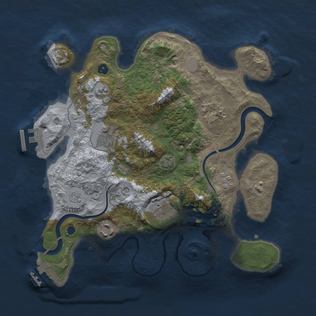 Rust Map: Procedural Map, Size: 3000, Seed: 1210905243, 11 Monuments