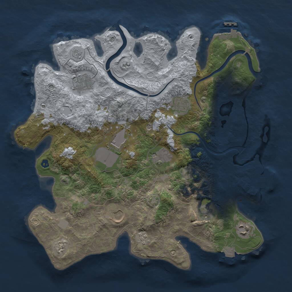 Rust Map: Procedural Map, Size: 3500, Seed: 1766913264, 14 Monuments