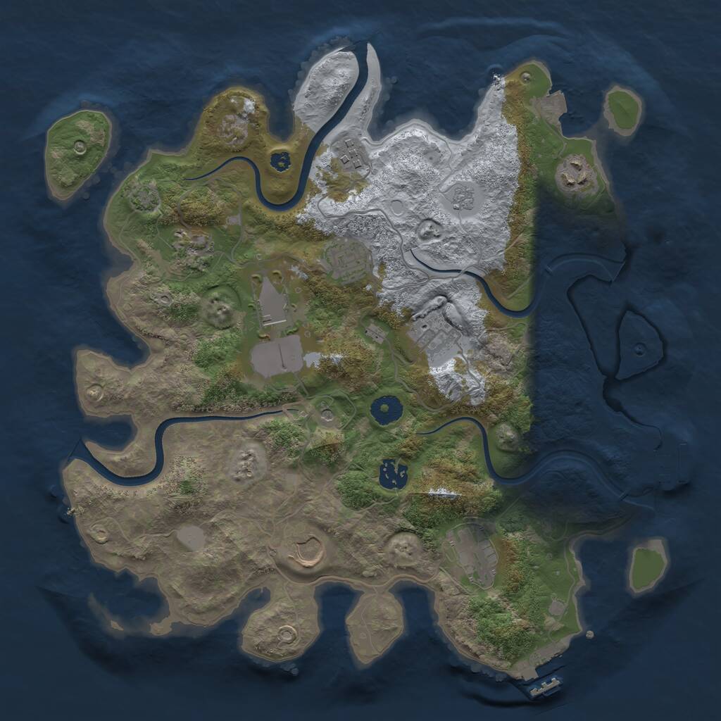 Rust Map: Procedural Map, Size: 3600, Seed: 220358, 15 Monuments