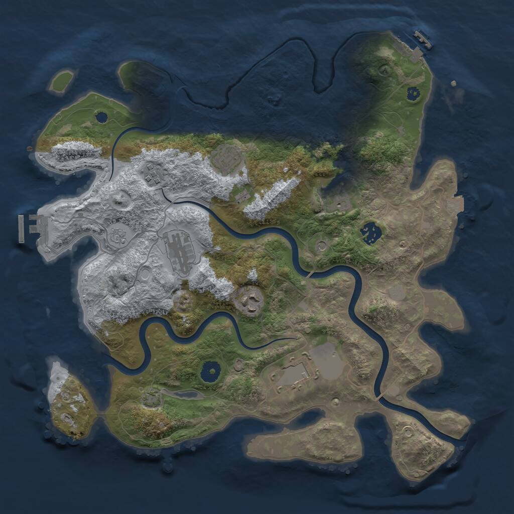 Rust Map: Procedural Map, Size: 3700, Seed: 1200196789, 13 Monuments