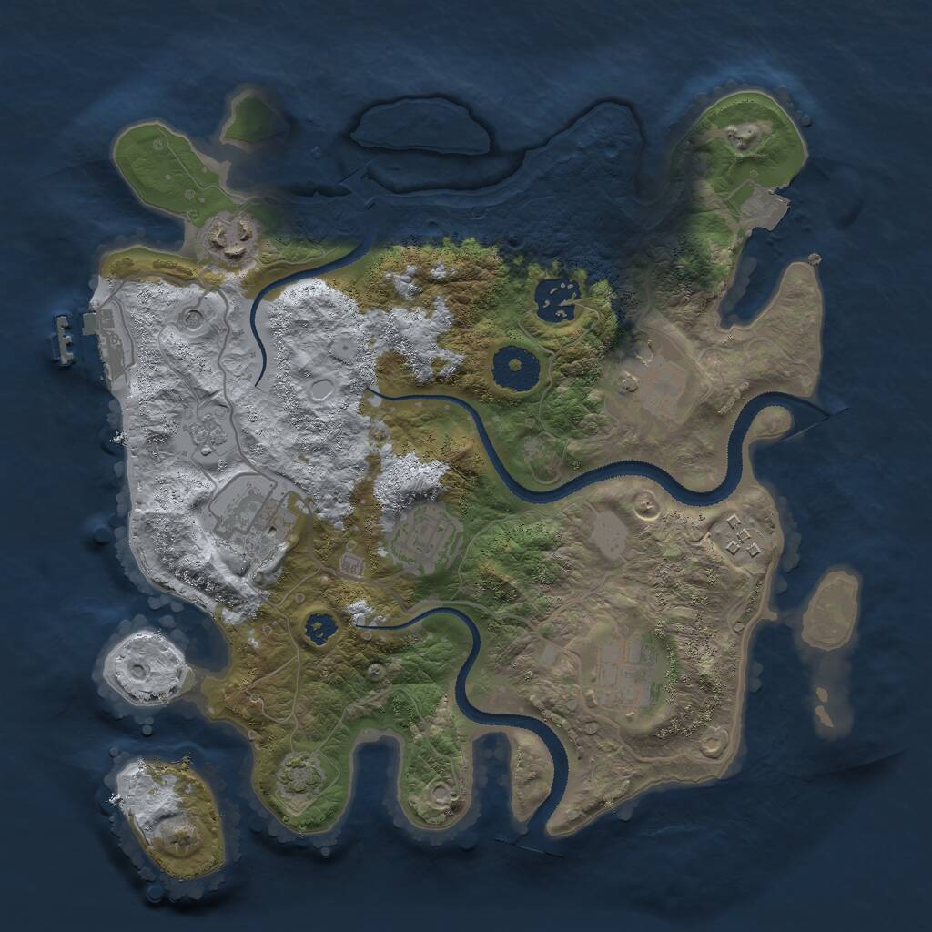 Rust Map: Procedural Map, Size: 3000, Seed: 1483521783, 12 Monuments