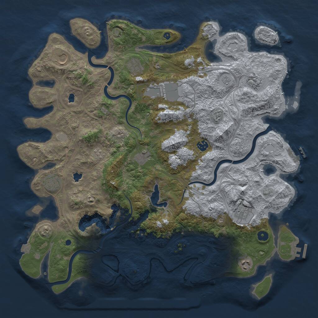 Rust Map: Procedural Map, Size: 4500, Seed: 697719525, 16 Monuments