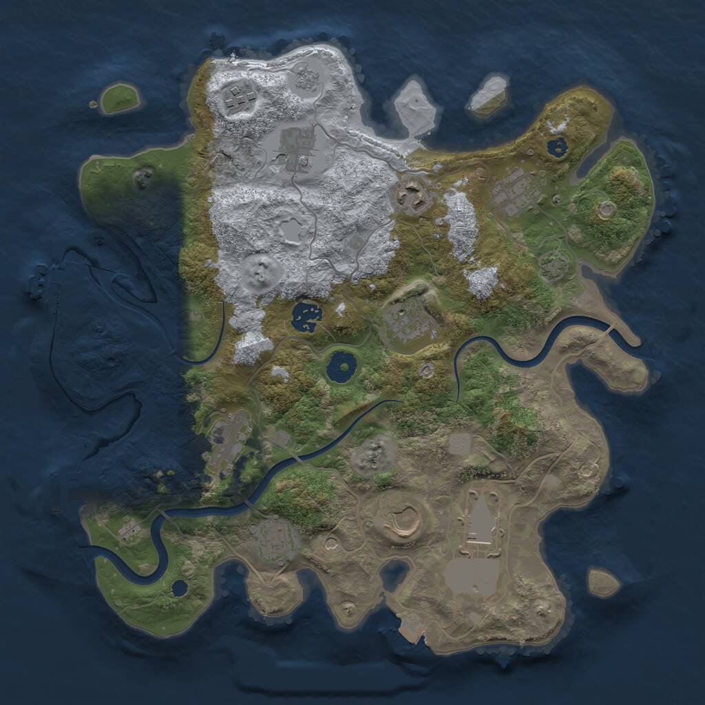 Rust Map: Procedural Map, Size: 3500, Seed: 501145977, 16 Monuments