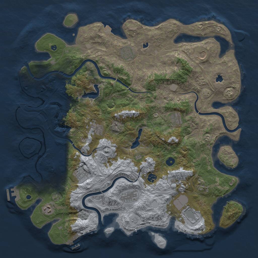 Rust Map: Procedural Map, Size: 4500, Seed: 55765371, 17 Monuments